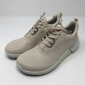 Ecco Biom H4 Golf Shoes Womens 37 6/6.5 Beige Leather Gore-Tex Athletic Sneakers
